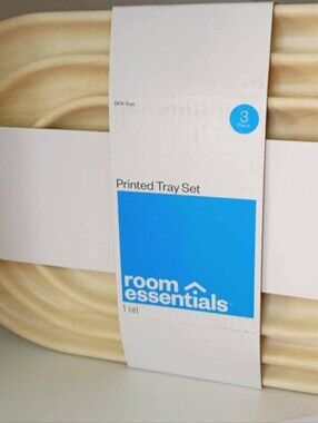 Room Essentials Printed Tray Set NWT Home Decor Kitchen Serving Guests Host Fun
